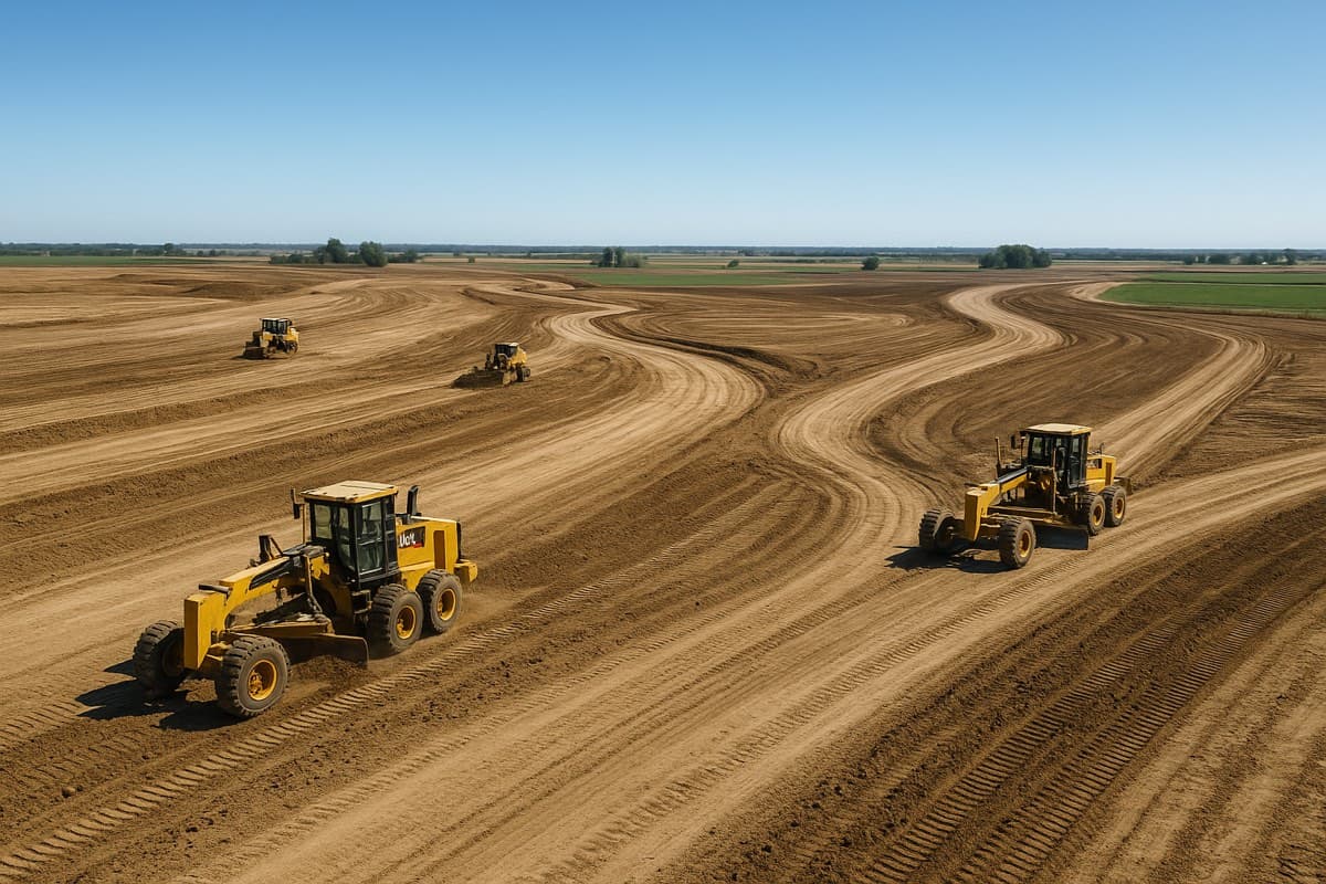 Grading contractor on construction site